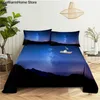 Nightscape Starry Sky Cloud Digital Printing Polyester Bed Flat Sheet With Pillowcase 0.9/1.2/1.5/1.8/2.0m Bedding Set