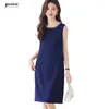 Vestidos casuais Naviu o pescoço bordado Flares Mulheres 2024 Primavera Summer Moda Moda Business Midi Dress Office Ladies Work Wear Wear