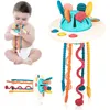 Montessori Octopus Pull String Toys Silicone Demanding Toy pendant 1 2 3 ans pour le nourrisson Développer une activité Motor de la motricité