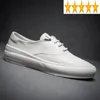 Chaussures décontractées Locs authentiques pour hommes en cuir Slip on Plat Shoed Automne Breatch Round Toe White Sneakers CowHude Plateforme