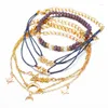 Bracelets de charme Boho Bracelet Set for Women Moon Star Love Crystal Beads Chain de liaison