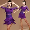 Stage Draag Latin Dance Dress Women Lady Sexy Fringe Salsa Ballroom Tango Cha Rumba Samba -jurken om te dansen