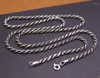 Chains Real Solid 925 Sterling Silver Chain Men Women 3.1mm Retro Twist Rope Necklace 24-25g/70cm
