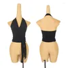 Wear Wear Latin Dance Tops Femmes Sexy V-Neck Halter Bandage Vest Rumba Samba Tap Dancing Practice Vêtements Backless Black Shirts DNV13841