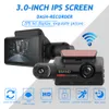 Çift lens araba video kaydedici g-sensör otomatik video kamera otomobil veri kaydedici wifi park monitörü 110 derece geniş açı