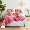 Розовые цветы розовые цветы королева листы для девушек любители комнаты для кровати набор клочных простыней и наволочки для кровати.