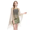 Kvinnor Lätt bröllop Shawl Glitter Evening Party Scarf Metallic Cardigan Poncho Femme Prom Dress Stole With Fringe25482313123688