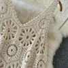 Casual Dresses Knitted Hollow Beach Dress Sexy Lace Crochet Suspender For Women Bikini Swimsuit Boho Cover-up