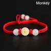 Braceletas Charm 2024 Beads de zodiaco de estilo chino Buena suerte Cadena roja para mujeres Joyería de brazalete de cuerda de regalo de cumpleaños