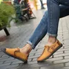 Scarpe casual slittamento maschile su cuoio in pelle Breathebel piatto bassa che cammina per uomini morbidi mocassini alla guida