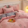 Warm winter antistatisch dikke dekbedoverdeksel microfiber quilt deksel koraal fleece queen king size dubbelzijdig fluwelen beddengoed set