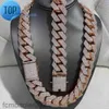 Hip -Hop -Rapper Cuban Chain 925 Silber 25 mm breit 4 Zeilen VVS Moissanite Vollfahrt Out Link Halskette D0YD