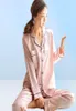 Nuovo design Design Donne inverno Silk Pigiamas Set femmina Abito da pigiama a maniche lunghe indossare semplici donne cardigan marchio pajamas set6675652
