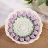 Table Mats Round Knitted Placemat Mat Tulip Crochet Flowers Cup Tea Decorative Wedding Home