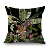 Pillow Tropical Plants Leaves Animal Giraffe Leopard Flamingo Birds Exotic Art Cotton Linen Sofa Case Car Seat Cover