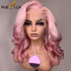 Ombre Pink Short Body Wave Bob 13x4 koronkowe przednie ludzkie włosy peruk