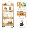 4-stufiger Slim Storage Cart Kitchen Organizer ausrutschen Sie Mobile Storage Cart Rolling Pantry Regal Küchenregale Utility Regale