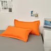 Solstizio casa tessile kid da letto adolescente Linne Solido copripiumino arancione foglio da letto di letti da letto set da letto regina doppia