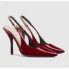 Marque élégante signoria femmes sandales chaussures brevet cuir slingback vin-rouge noir d'été hauts talons mariage pointu à orteil dame pompes eu35-41