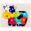 Popularne puzzle dla zwierząt dopasowującej kształt Wysokiej jakości drewniane zagadki 3D kreskówki dzieci drewniane cyfrowe puzzle stereo