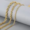8 mm breedte 18k geel goud vergulde roestvrijstalen gedraaid touwketting ketting 20/21/22cm armband voor mannen vrouwen mode sieraden