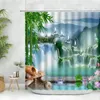 Rideaux de douche arbre vert et montagne rideau de la cascade chinoise paysage de paysage de paysage nature nature baignoire de salle de bain