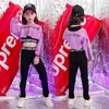 New Children's Jazz Dance Performance Clothing Girls' Short Purple Top Hip Hop Loose Street Dance Set Girls' Trend holographic