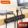 Toocki Cable Wire Cord Organizer Management 7 Hole Holder USB Desktop Winder Clip Flexible för mustangentbord USB Typ C -kabel