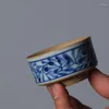 Bardak Saucers 6 Styles El boyaması mavi ve beyaz seramik çay bardağı jingdezhen zen ev kalın seramik küçük vintage set