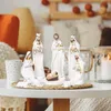 Påskfödelse KRIB NATIVITY SCENE Figurer Katolska Christian Home Decor Ortodox Manger Church -redskap Jesus Ramadan Decor 2023