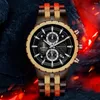 Polshorloges modestijl heren sport horloges mix sandaal houten bamboe horloge voor man houten riem kwarts polshorloge chronograaf relogio