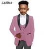 Paisley 3 pièces Kids Wedding Cost Boys Ring Tuxedo Mariage Party Kids Blazer Vest and Pantal