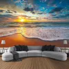 Tapisse de mer Summer Landscape plage Sunset vague Tapestry mur suspendu grand tapisserie esthétique dortoir intérieur chambre décor de chambre à coucher r0411