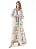 Casual Dresses Miyake Pleated Vintage Printed Turndown Collar Long Sleeve Dress Women 2024 Spring Original Designer Abaya Cardigan Coats