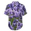 Мужские повседневные рубашки Прекрасная лавандовая рубашка Англия Природа Фиолетовые цветы пляж на гавайские блузки моды с коротким рукавом негабаритный