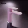 Pink Love Color Bathroom Sink Faucet hot and cold Crane Brass Basin Faucet White or black Sink Faucet Single Handle water tap