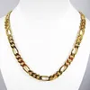 MENS 8MM 14K GOLD PLATED PREMIUM QUALITY FIGARO LINK CHAIN NECKLACE240b