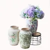 Retro blauw en wit groen planten ijsscheur verbrand bloemen pot vaas/bloemenwagbloem inzet keramische glazuur Chinees klassieke zachte d