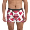 Red Lips and Heart Man Underwear Boxer Briefs Shorts Plantures drôles Sous-pants respirants pour S-XXL masculin