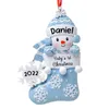 Ornamento natalizio pendente bambino primo ornamenti natalizi 2022 con snowbaby in calze con ornamento dell'albero di Natale fiocchi di neve