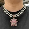 Hip Hop Iced Gengar Bling Ghost Alloy Gold Color Pendant ketting voor mannen Women sieraden met ketens kettingen297W