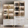 Wooden Luxury Wine Cabinets Kitchen Corner Glass Wall Wine Cabinets Simplicity Storage Estante Vinos Restaurant Furniture QF50JG