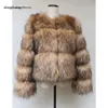 Women's Fur Faux HJQJLJLS Winter Women Fashion Raccoon Coat Short Fluffy Jacket Outerwear Fuzzy Overcoat 231113