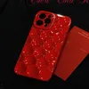 Case de teléfono de punto de onda rojo metálico 3D lindo para iPhone 13 11 12 14 15 Pro Max XS XR x 14 más 13 Mini Bumper de cubierta de silicona suave