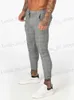 Herenbroek gingtto heren chino's slanke fit heren magere chino broek grijze enkel lengte super stretch 2019 casual pant ontwerper plaid zm356 t240411