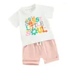 Kleidungssets Baby Girl Summer Outfit Brief Druck kurzarm T-Shirt Tops Shorts Set 2pcs Casual Clothes