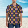 Herren lässige Hemden Hawaiian Hemd Urlaub Zigeuner Patchwork Print Blusen Blumen Retro männlich Kurzarm Harajuku Tops