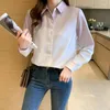 Women's Blouses Fall 2024 gradiënt shirts knopen met lange mouw shirt vrouwen dames mode polo nek dames tops blouse basic ol kleding vrouw