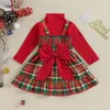 Kleidung Sets Baby Girl Christmas Outfit Mockneck Rippen -Hemd Pullover Rentiere Overalls Rockkleid Kleinkindkleidung