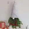 Fleurs décoratives Couronne de Noël durable avec des plantes vertes fausses Gnome sans visage festif verdure vibrante pour les fenêtres